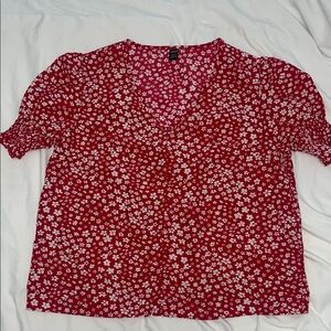 SHEIN Red Floral Blouse